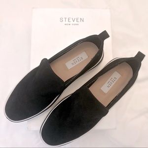 NWT Steven New York Black Suede Light Platform Loafer Sneakers